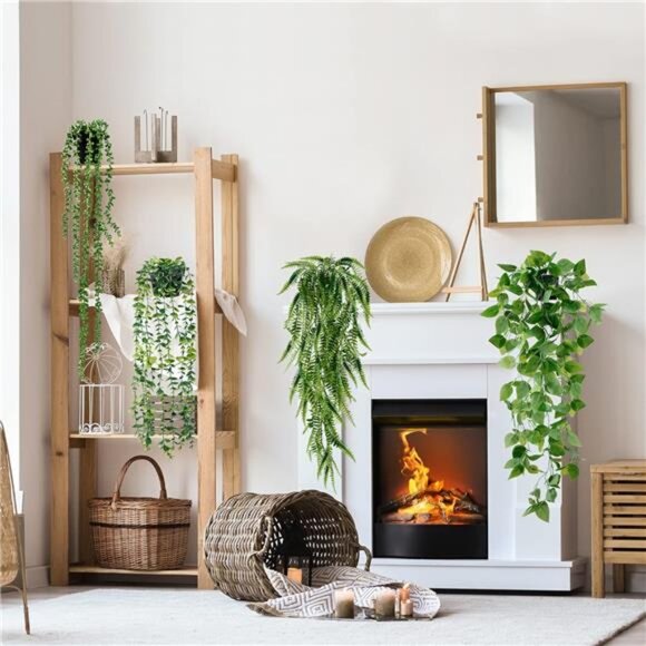 Fake Hanging Plants 4 Pack Artificial Hanging Plants Fake Potted Greenery - Picture 2 of 7